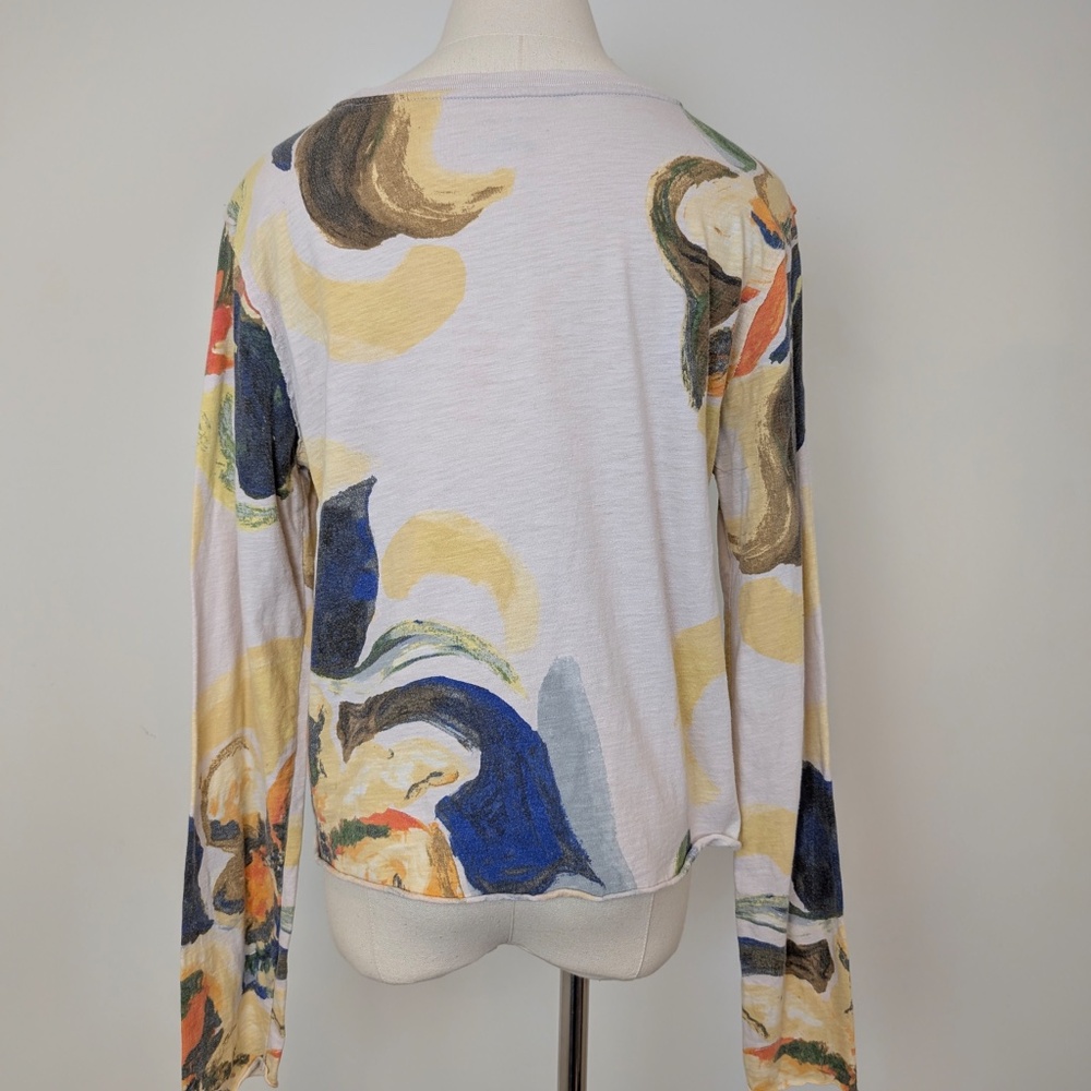 by Anthropologie Maeve Abstract Long Sleeve Tee Top T-shirt Size Small - Picture 3 of 7